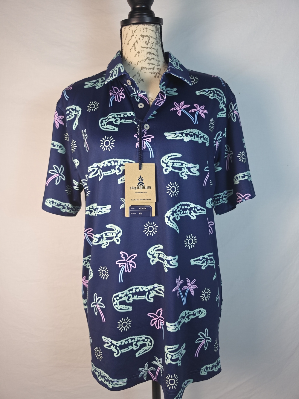 NWT Chubbies "The Neon Glade" Performance Polo 2.0 - Men's Size Medium